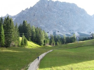 Forstwegabfahrt unter der Seilbahn nach Ehrwald