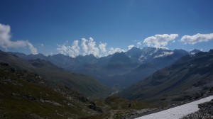 Blick zurück vom Col du Mont auf unsere Aufstiegsroute